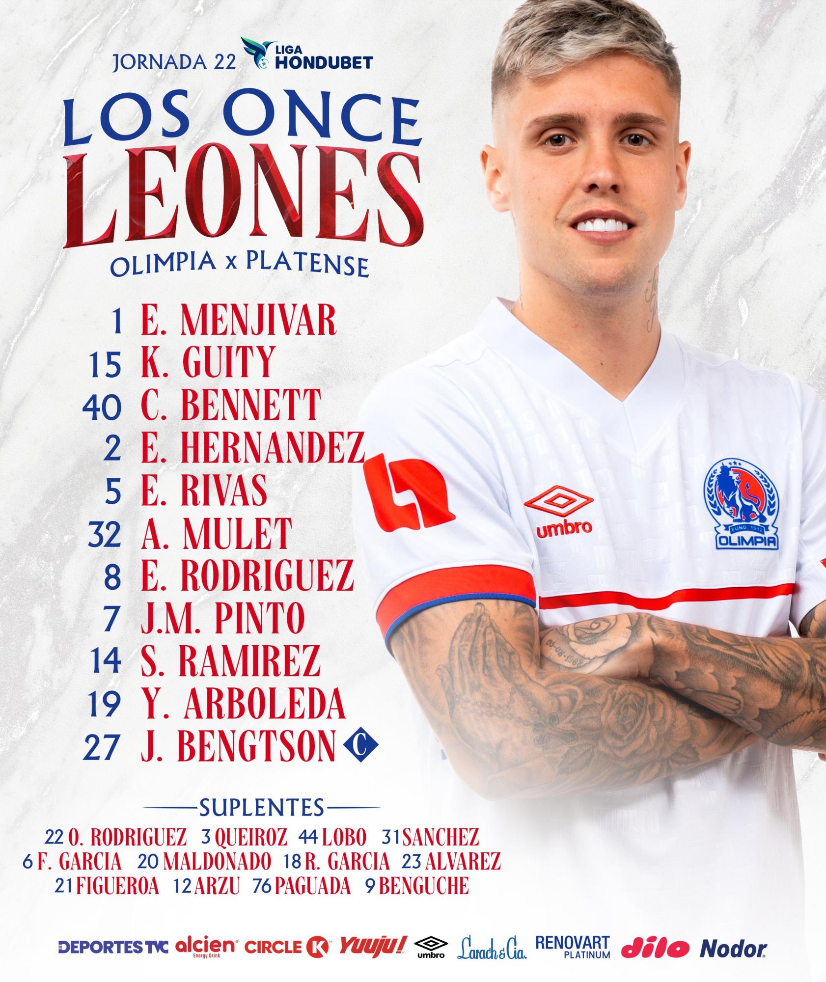 Alineación de Olimpia vs Platense en el Nacional