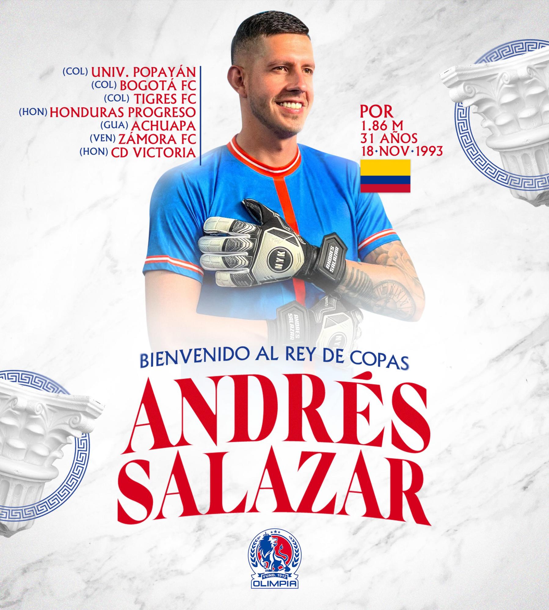 Andrés Felipe Salazar es el nuevo refuerzo de Olimpia para la Copa Centroamericana.