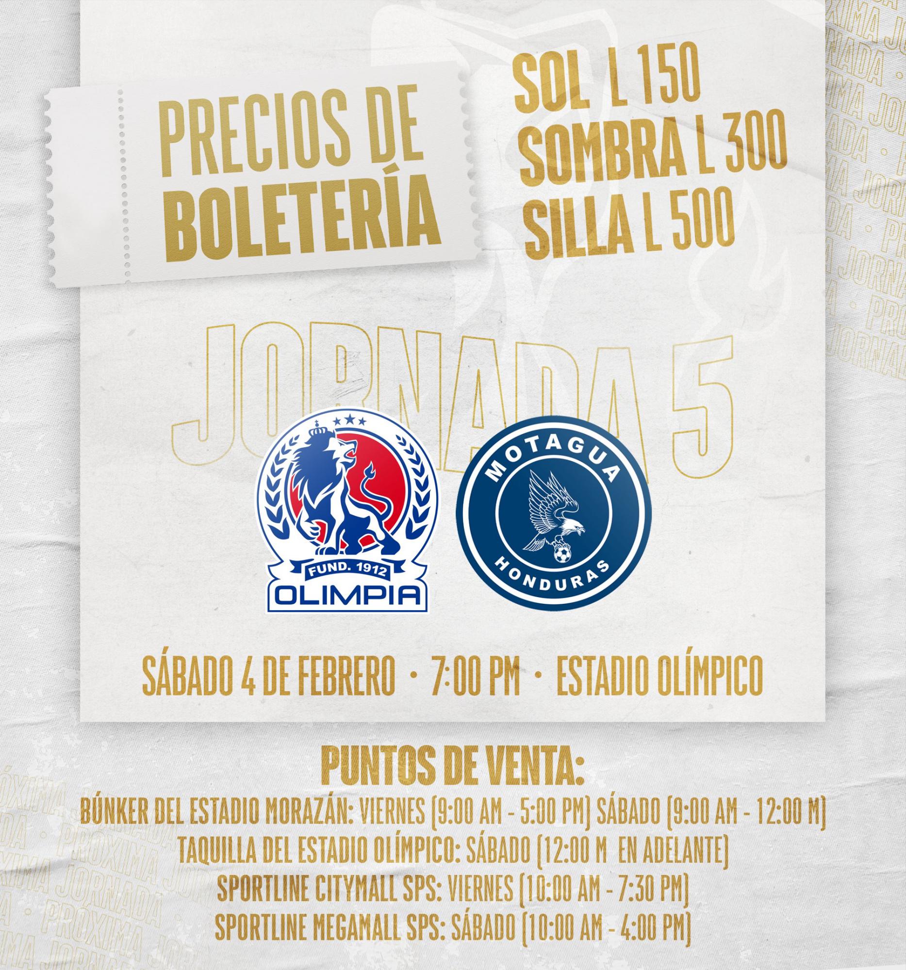 Precios y puntos donde se venderán las entradas para el clásico Olimpia-Motagua.