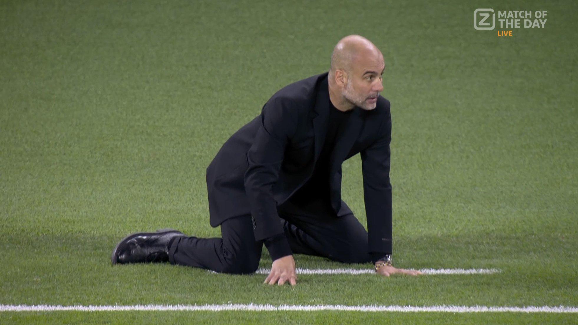 La reacción de Guardiola cuando Lautaro perdonó al Manchester City.