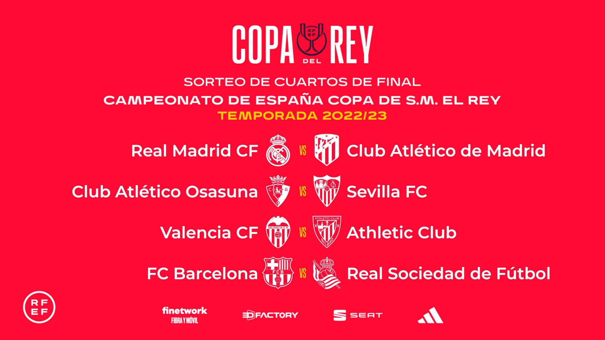 Así quedaron los cruces de los cuartos de final de la Copa del Rey.