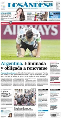 Las portadas de los diarios del mundo tras la eliminación de Messi y Cristiano de Rusia
