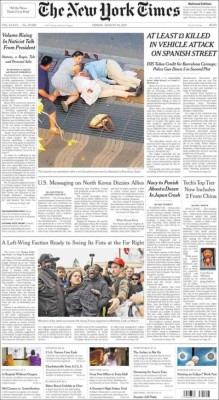 Las impactantes portadas en el mundo tras atentado en Barcelona