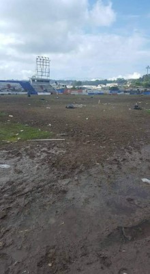 A un mes de haber sido destruida, así luce la cancha del estadio Sergio Reyes