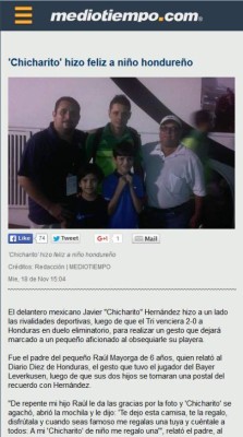 Gesto de Chicharito Hernández en Honduras le dio la vuelta a México