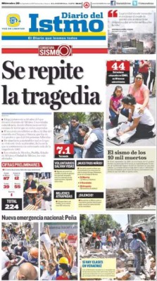 Las portadas de los diarios luego del terror vivido en México