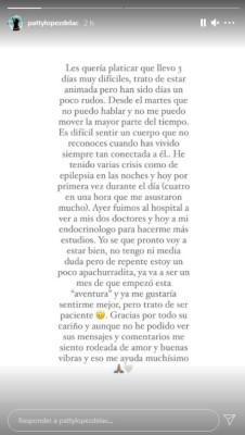 Duro momento: Patty López reveló que sufre una enfermedad epiléptica: 'Llevo tres días sin hablar ni moverme'