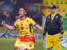 Elías Enoc celebra el gol de la victoria para el Marquense que dirige Diego Vázquez.