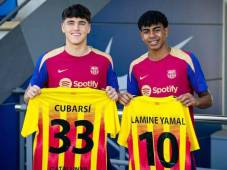 Pau Cubarsí y Lamine Yamal, dos jóvenes del Barcelona que pueden jugar sin problemas en la selección de Cataluña. Foto FC Barcelona.