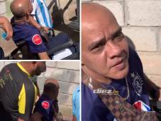 Sin excusas: Aficionado del Motagua llegó en silla de ruedas al Carlos Miranda y seguidor del Génesis le apoyó con gran gesto