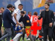 Kervin Arriaga en el momento que salía lesionado del encuentro entre Real Zaragoza vs Eibar. FOTO CORTESÍA: El Periodico de Aragón.