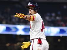 El sampedrano Mauricio Dubón volvió a conectar hit en cuarto partido consecutivo con los Bravos de Atlanta en las Grandes Ligas. Foto cortesía Bravos