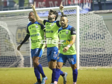 Agustín Azumendi, José Tobías y Cristian Cálix anotaron los goles del equipo local, quien no podrá debutar con afición en la primera jornada del torneo Clausura 2023. FOTOS: Marvin Salgado.