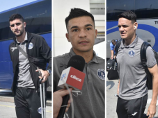 Los jugadores Edwin Maldonado, Carlos Meléndez, Kevin Álvarez y Santiago Montoya no viajaron junto con el grupo. FOTOS: Héctor Edú.