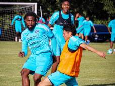 Christopher Meléndez entrenó fuerte para ser de la partida ante Lobos de la UPNFM. Foto cortesía Motagua.