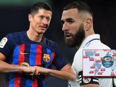 Lewandowski y Benzema son los referentes en ataque del Barcelona y Real Madrid, respectivamente.