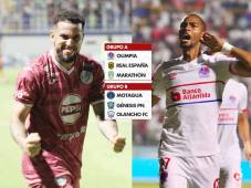 Rodrigo de Olivera y Jerry Bengtson, anotadores claves para Motagua y Olimpia. Fotos David Romero y Marvin Salgado.