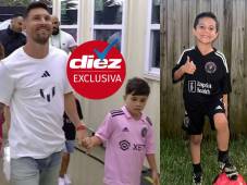 Messi junto a su hijo menor, Ciro. Y Matthew Fuentes, el joven catracho que se forma en el Inter Miami.