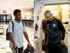 Choco Lozano instalado en el hotel de concentración y el entrenador Reinaldo Rueda al momento de bajarse del avión. Fotos cortesía FFH.