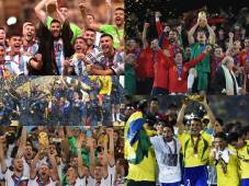 Argentina, Francia, Alemania y España han sido las últimas selecciones en alzar la Copa del Mundo.