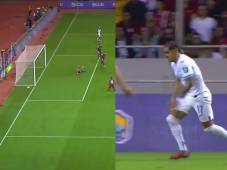 Luis Palma en el momento del remate que finalmente se estrelló en el poste. Imágenes captura.