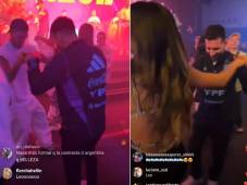 Otamendi grabó la fiesta que estaban celebrando y Messi se puso a bailar con De Paul y Antonela Roccuzzo.