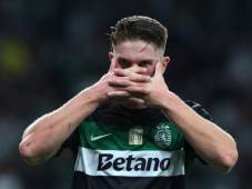 La figura del Sporting Lisboa frente al Manchester City fue el delantero Viktor Gyokeres. Foto EFE.