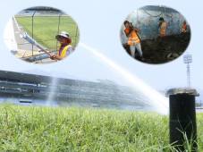 En 13 días estará lista la cancha del estadio Morazán, pero será hasta junio de este 2024 que el inmueble será entregado en su totalidad para albergar fútbol nuevamente. FOTO: Neptalí Romero.
