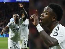 Vinicius estuvo muy activo en el duelo donde Real Madrid eliminó al Atlético en la Champions. Fotos EFE.