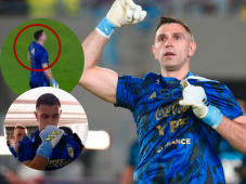 ¡Lo volvió a hacer! Dibu Martínez emuló su show del baile en el Mundial y el Monumental explotó de júbilo