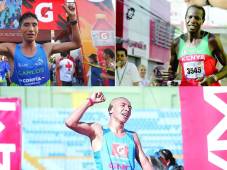 Amado García (Guatemala, abajo de la foto) es el máximo ganador en la Maratón de la PRENSA-GATORADE con cinco títulos en la historia. El keniano Hillary Kimaiyo fue campeón en dos ocasiones. FOTOS: LA PRENSA.