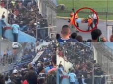 ¡ZAFARRANCHO EN EL ESTADIO NACIONAL! Así se vivió la espantosa pelea entre miembros de la barra del Motagua con la policía en sol norte. FOTOS: Emilio Flores | José Vásquez.
