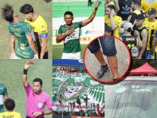 ¡Partido de locos! Dos expulsiones en 20 minutos, Alexy Vega fue el héroe verdolaga y enfrentamiento entre las barras de Marathón y Real España al finalizar el partido. (FOTOS: Neptalí Romero y Moisés Valenzuela)