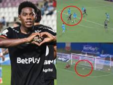 Dereck Moncada firma su segundo golazo con la camiseta del Internacional de Bogotá en Colombia.