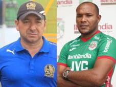 Osman Madrid, vicepresidente del Olimpia y Juan Anangonó, exjugador de Marathón.