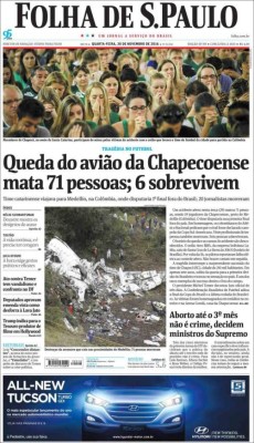 PORTADAS: ¡El mundo llora la tragedia aérea del Chapecoense!