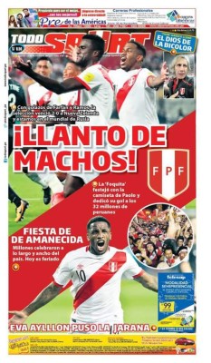¡PORTADAS EN PERÚ! 'Llanto de machos, tigre, volvimos y allá vamos Rusia'