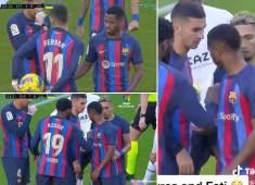 Ansu Fati le pidió el balón a Ferranto Torres para tirar el penal, pero el valenciano fue el encargado.