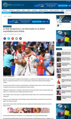 Prensa de Costa Rica: 'Se apaga la ilusión de los octavos en Rusia'
