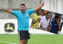 Fredis Alexander Urbina, gerente deportivo y jefe de utilería de Social Sol, se vio en la obligación de pararse en el área técnica en el juego ante Real Sociedad en Tocoa. Fotos Samuel Zelaya
