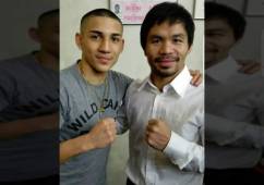 El boxeador hondureño Teófimo López tuvo el honor de conocer al filipino Manny Pacquiao. Peleará en su cartelera este sábado.
