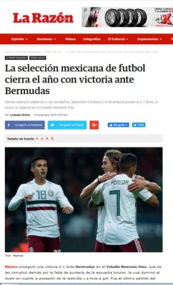Prensa califica de 'terrorífico' y 'ridículo' el triunfo de México sobre Bermudas