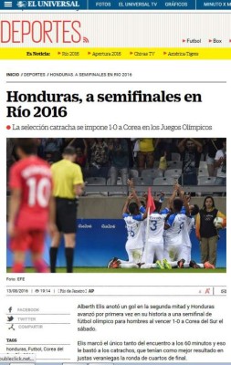 Prensa internacional: Hazaña de Honduras en los Juegos Olímpicos de Río