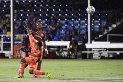 REUNION, FLORIDA - JULY 27: Douglas Martinez #12 of Real Salt Lake scores the first goal of his team during a round of 16 match of the MLS Is Back Tournament between San Jose Earthquakes and Real Salt Lake at ESPN Wide World of Sports Complex on July 27, 2020 in Reunion, Florida. Douglas P. DeFelice/Getty Images/AFP