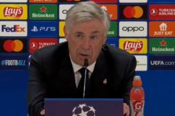 Ancelotti en la conferencia de prensa luego de eliminar al Bayern en la Champions.