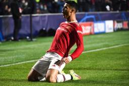 Manchester United's Portugal's forward Cristiano Ronaldo celebrates after scoring a goal during the UEFA Champions League group F football match between Atalanta and Manchester United at the Azzurri d'Italia stadium, in Bergamo, on November 2, 2021. (Photo by Marco BERTORELLO / AFP)
