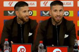 Sergio Ramos en la rueda de prensa para despedirse del Sevilla y podría poner rumbo a Estados Unidos.