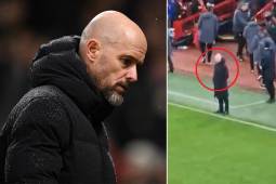 Erik ten Hag se quedó prácticamente congelado cuando el árbitro finalizó el compromiso.