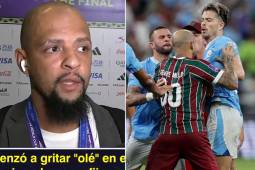 Felipe Melo se peleó con Grealish al final del partido porque el inglés se habría burlado del Fluminense.