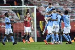 Jugadores del Manchester City celebran su clasificación a la final. Foto: AFP